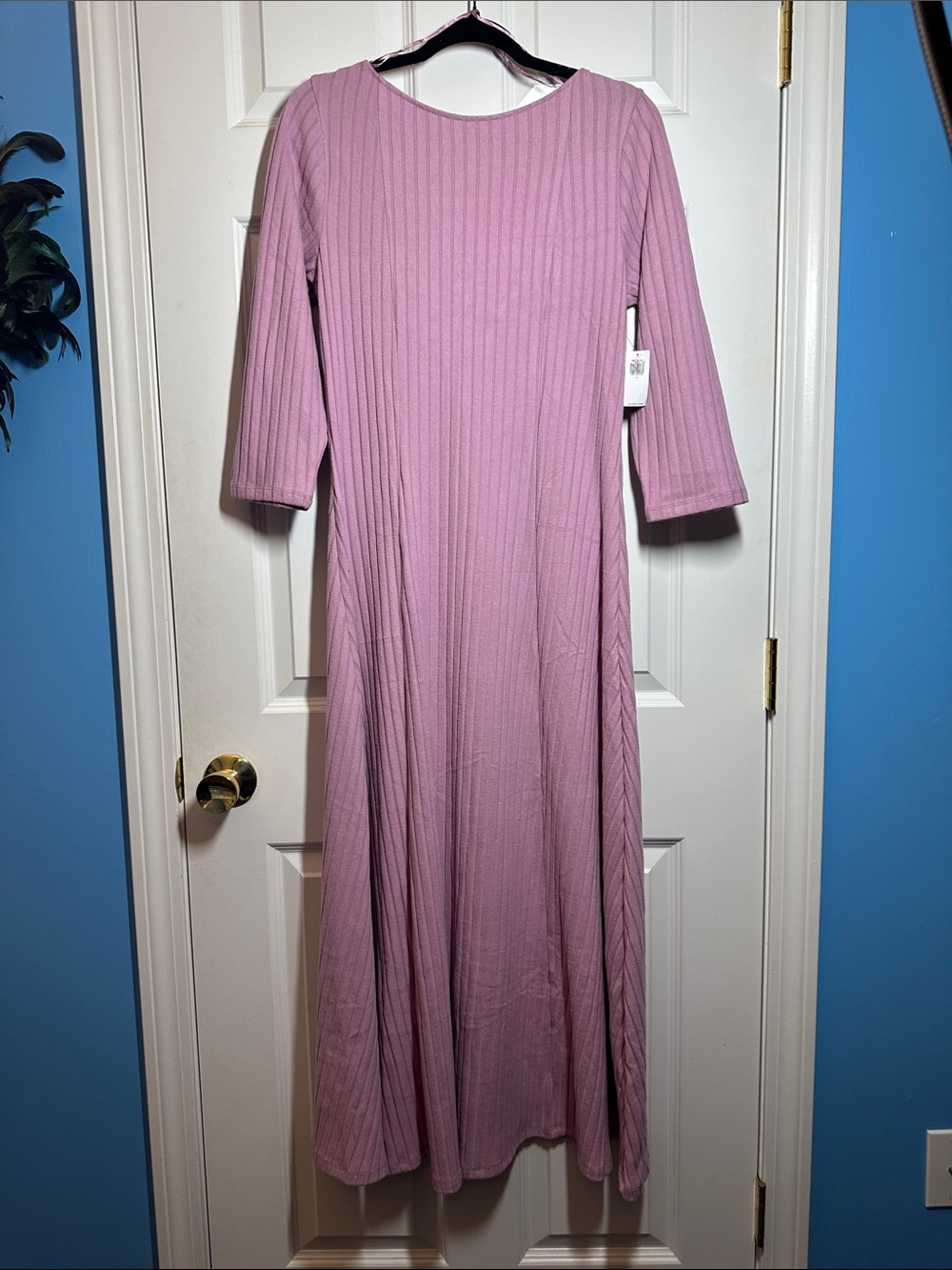 NWTS OLD NAVY Women's Ribbed Long Sleeve Maxi Dress - Dusty Mauve SZ L